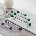 Silver bar handle with semi precious stone balls/Colourful cabinet handle/Stone furniture hardware/crystal drawer pull/Silver cabinet pull