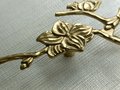 A pair of gold flower blossom drawer handles/2 gold brass branch and flower design cabinet pulls/Flower shaped wardrobe door handles