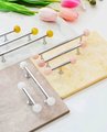 Silver bar handle with semi precious stone balls/Colourful cabinet handle/Stone furniture hardware/crystal drawer pull/Silver cabinet pull