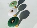 Round green or white resin and brass drawer handle/Green or white cabinet pull/Round brass and green resin door knob/Green drawer knob/MCM