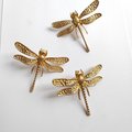 Solid brass dragonfly cabinet pull/Dragonfly drawer knob/Dragonfly drawer handle/brass furniture hardware/home improvement/Gold Door handle