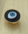 Unique glass eye drawer pull/Eyeball drawer handle/Glass eye drawer knob/Black leather and glass eye door handle/Quirky door knob