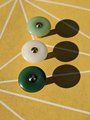 Round green or white resin and brass drawer handle/Green or white cabinet pull/Round brass and green resin door knob/Green drawer knob/MCM