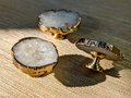 White quartz crystal slice drawer pull/Raw crystal cabinet handle/Crystal furniture hardware/Crystal and brass cabinet pull/Geode door knob