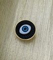 Unique glass eye drawer pull/Eyeball drawer handle/Glass eye drawer knob/Black leather and glass eye door handle/Quirky door knob