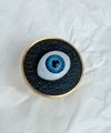 Unique glass eye drawer pull/Eyeball drawer handle/Glass eye drawer knob/Black leather and glass eye door handle/Quirky door knob