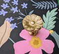 Beautiful gold brass flower pattern cabinet handle/Vintage style drawer pull/Gold brass French style door knob/bedroom furniture hardware