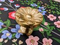 Beautiful gold brass flower pattern cabinet handle/Vintage style drawer pull/Gold brass French style door knob/bedroom furniture hardware