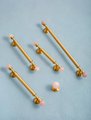 Geometric pink crystal and brass bar handle/Semi precious stone and brass drawer pull/unique cabinet handle/IKEA hack/wardrobe door handle