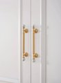 White marble and brass bar handle/Stone and brass drawer pull/unique cabinet handle/IKEA hack/wardrobe door handle/Geometric shaped hardware