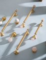 Geometric pink crystal and brass bar handle/Semi precious stone and brass drawer pull/unique cabinet handle/IKEA hack/wardrobe door handle