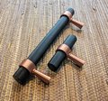 Knurled matte black and rose gold cabinet handle/copper and black drawer pull/rose gold furniture hardware/black and rose gold door handle