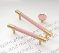 Baby pink Leather and Brass cabinet handle/Leather drawer pull/Light Pink door handle/Leather door knob/Leather handle/Leather hardware