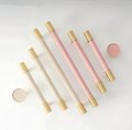 Baby pink Leather and Brass cabinet handle/Leather drawer pull/Light Pink door handle/Leather door knob/Leather handle/Leather hardware