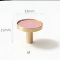 Baby pink Leather and Brass cabinet handle/Leather drawer pull/Light Pink door handle/Leather door knob/Leather handle/Leather hardware