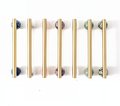 Silky matte gold brass bar handle resting on semi precious stone balls/colourful cabinet handle/stone furniture hardware/crystal drawer pull