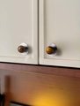 Round colourful semi precious stone ball and brass drawer pull/bright gemstone cabinet handle/Retro style door knob/mcm brass drawer handle
