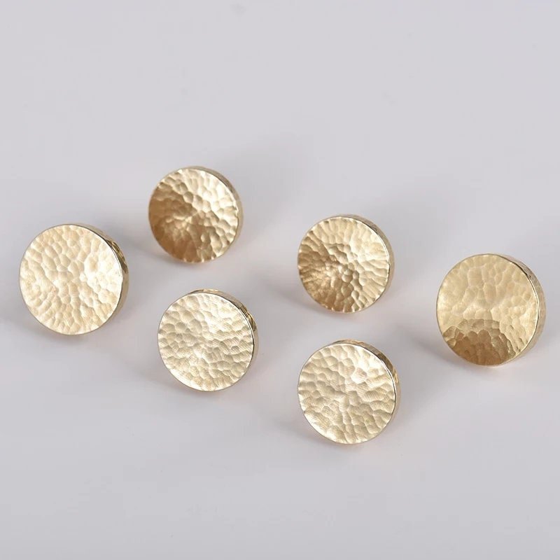 Classic round hammered brass drawer handle/Gold brass cabinet handle/Textured metal furniture hardware/Gold drawer knob/Gold Cabinet pull
