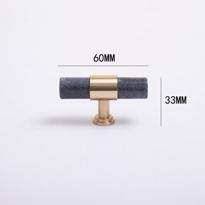 Smoke grey marble and brass bar handle/gray marble drawer pull/stone furniture hardware/marble and brass cabinet pull/Marble door handle