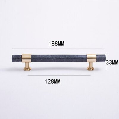 Smoke grey marble and brass bar handle/gray marble drawer pull/stone furniture hardware/marble and brass cabinet pull/Marble door handle