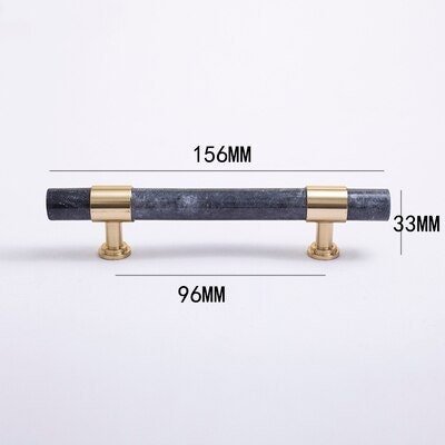 Smoke grey marble and brass bar handle/gray marble drawer pull/stone furniture hardware/marble and brass cabinet pull/Marble door handle