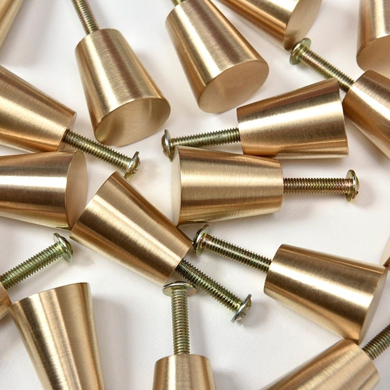 Classic brass cone shaped cabinet pull/Small gold brass cone shaped drawer handle/Brass hardware for small furniture/traditional hardware