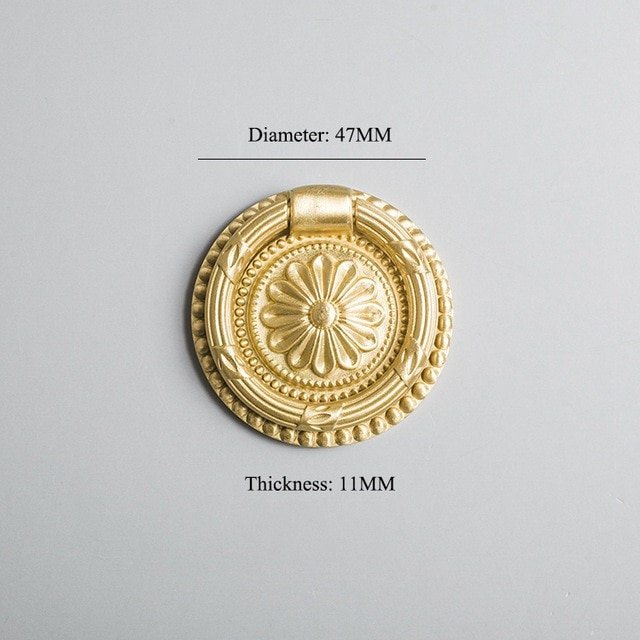 Regency style gold brass ring cabinet Pull/antique style door handle/ornate door knob/gold furniture hardware/decorative gold drawer pull