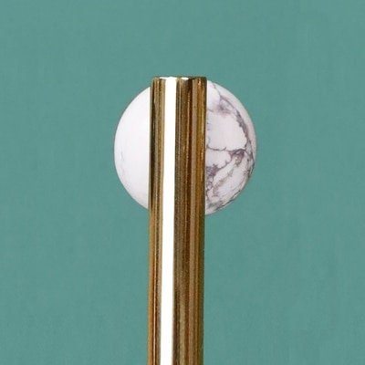 Shiny gold brass bar handle resting on semi precious stone balls/colourful cabinet handle/stone furniture hardware/crystal drawer pull