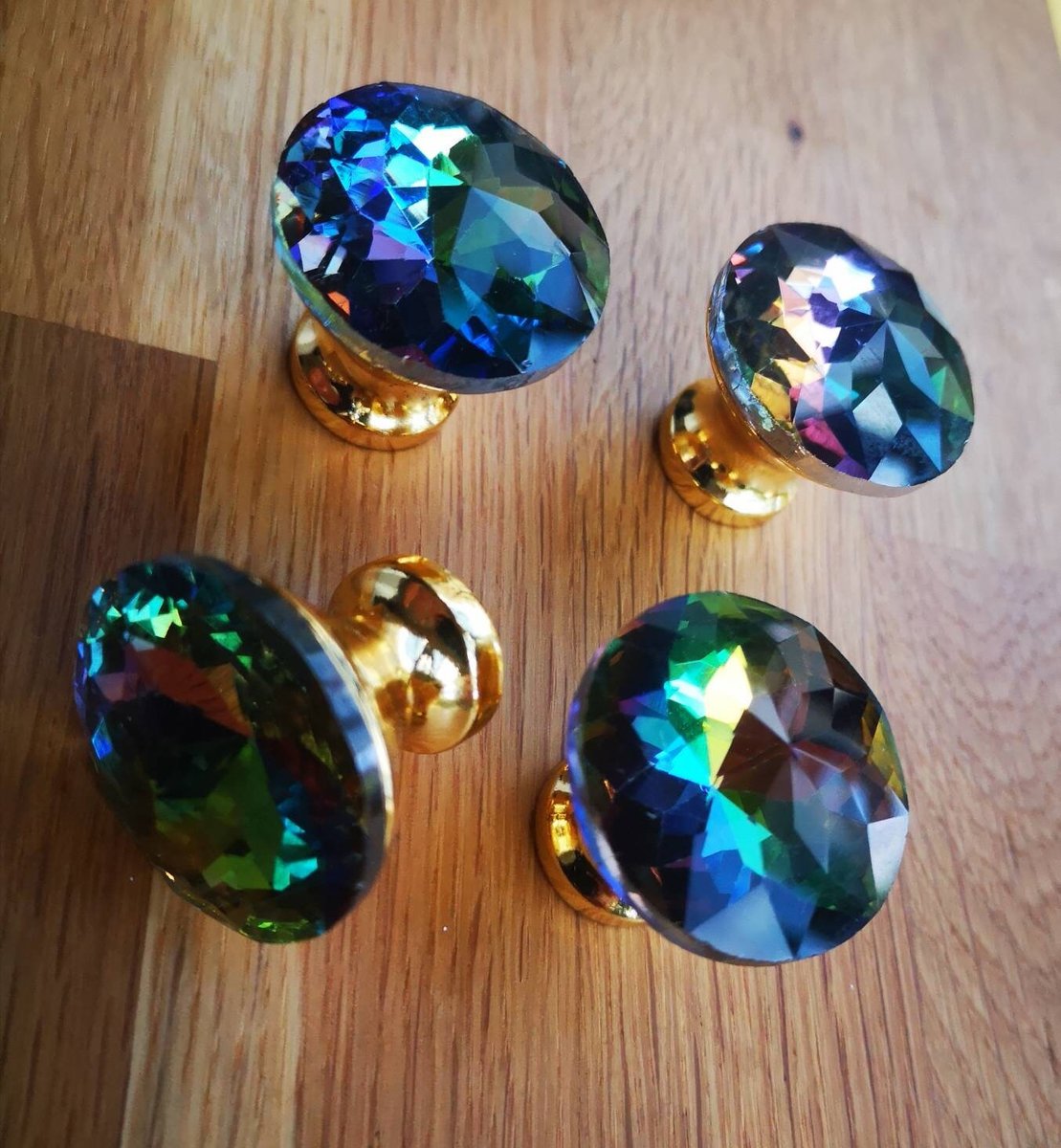 Sparkly rainbow crystal and gold cabinet pull/Glittery crystal door handle/Rainbow crystal drawer knob/ Furniture hardware/nursery decor