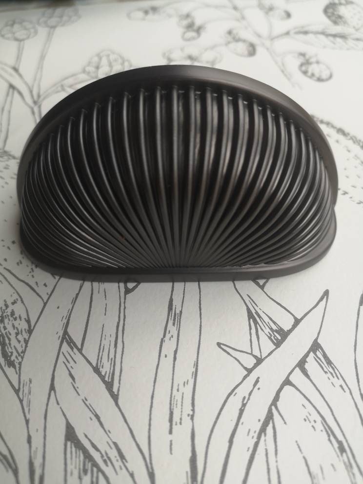 Gunmetal grey clam shell drawer pull/Gray cup shaped cabinet pull/Semi circle dark grey clam shell door handle/gunmetal kitchen hardware