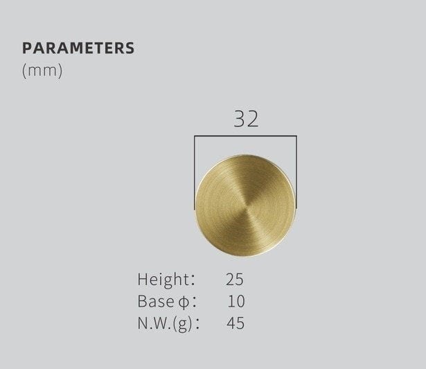 Classic brushed brass button door handle/round gold, bronze or black Cabinet Pull/metal furniture hardware/round brass drawer knob/door knob