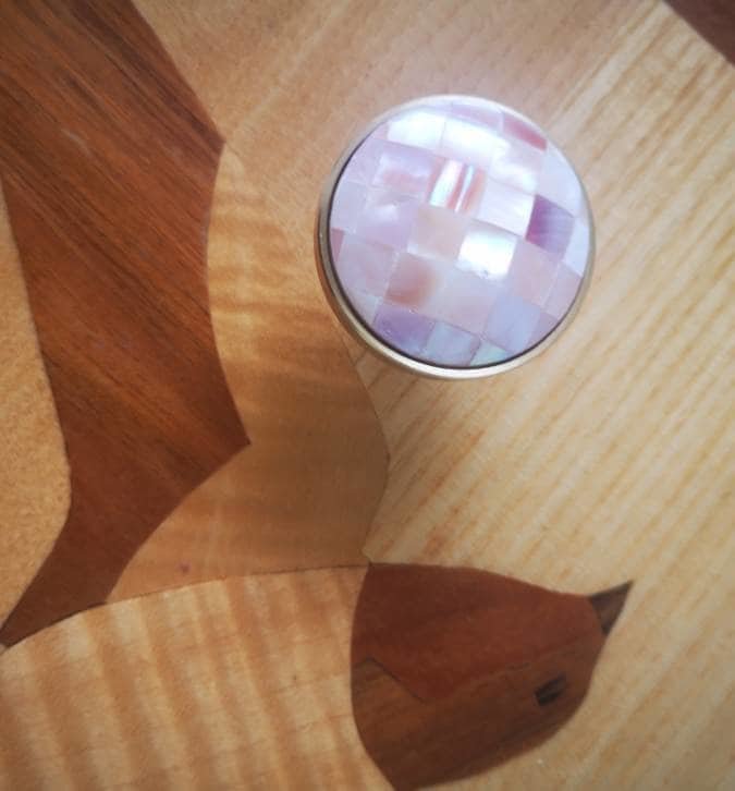 Checked pink mother of pearl drawer pull/pink pearl cabinet handle/pearl furniture hardware/pink shell cabinet pull/gold pearl door knob
