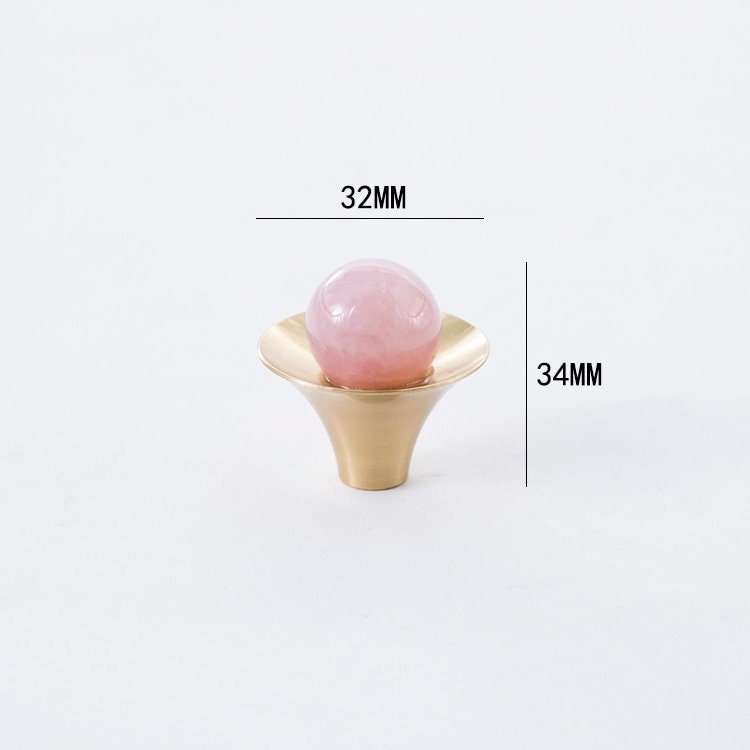 Small Atomic style drawer pull/semi precious stone ball on round gold brass cabinet handle/Retro door knob/mid century modern drawer knob