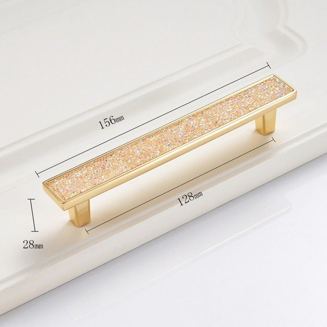 Gold iridescent rainbow crystal cabinet handle/Glittery angel aura quartz drawer pull/crystal furniture hardware/shiny gemstone door handle