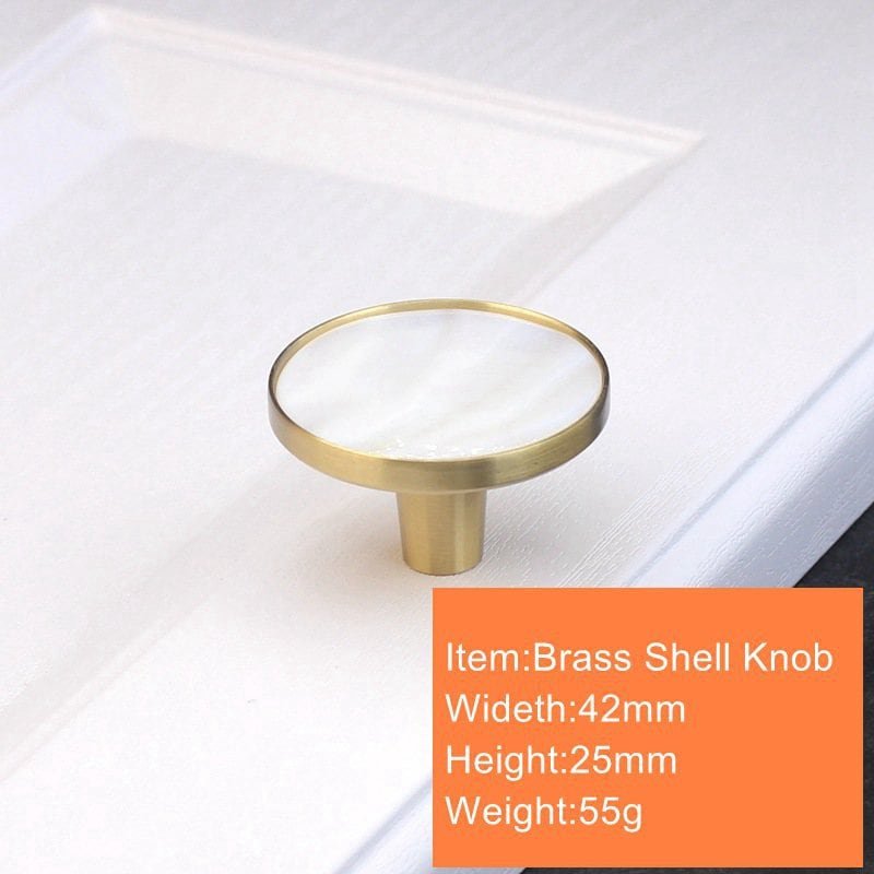 Brass mother of pearl drawer pull/White pearl cabinet pull/White shell drawer handle/Furniture hardware/Pearl door knob/Shell door handle