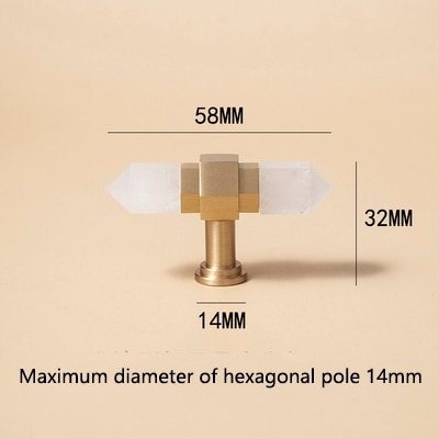 Luxury brass and white quartz crystal hexagonal bar pulls/gemstone drawer pulls/crystal cabinet handles/gold door handles/hexagonal knob