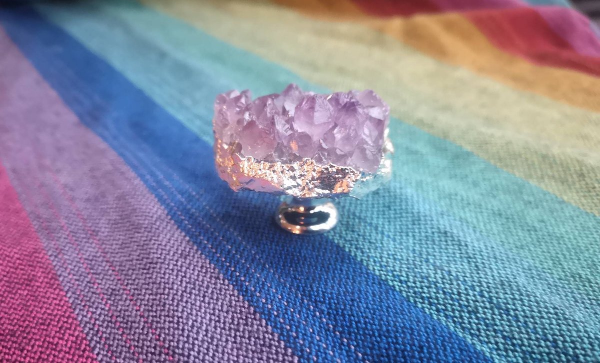 Silver Purple Amethyst Crystal cabinet pull/gemstone door knob/quartz crystal door handle/amythest drawer pull/silver furniture hardware