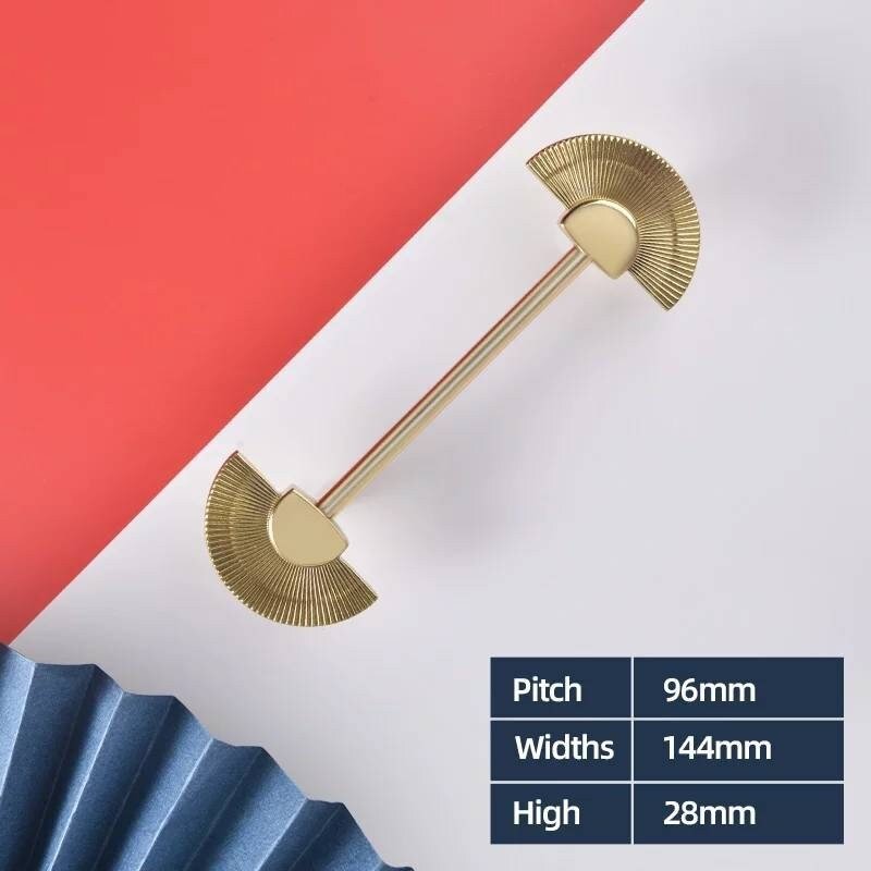 Shiny gold sun ray design bar handle/semi circle knob/art deco drawer pull/statement drawer pull/Gold brass kitchen cabinet pull/IKEA hack