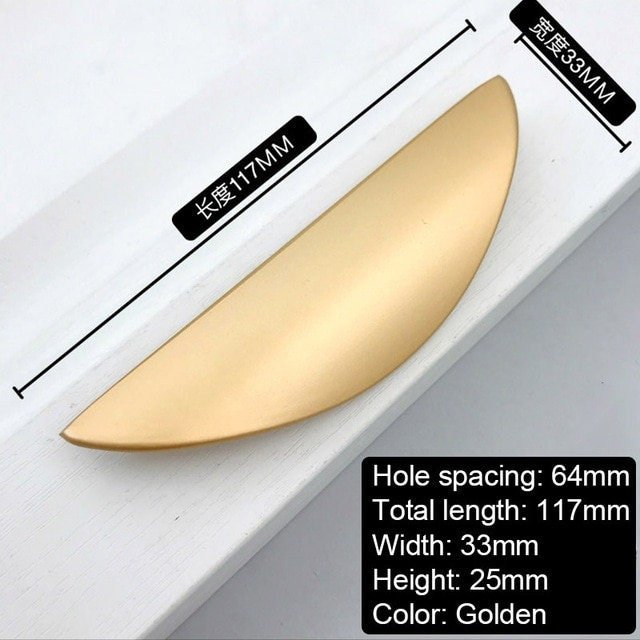 Curved Lip Gold Silver or Black Cabinet Pull/Lip Drawer Pull/Hidden Door Handle/Kitchen Door Pull/Modern Furniture Hardware/Concealed handle