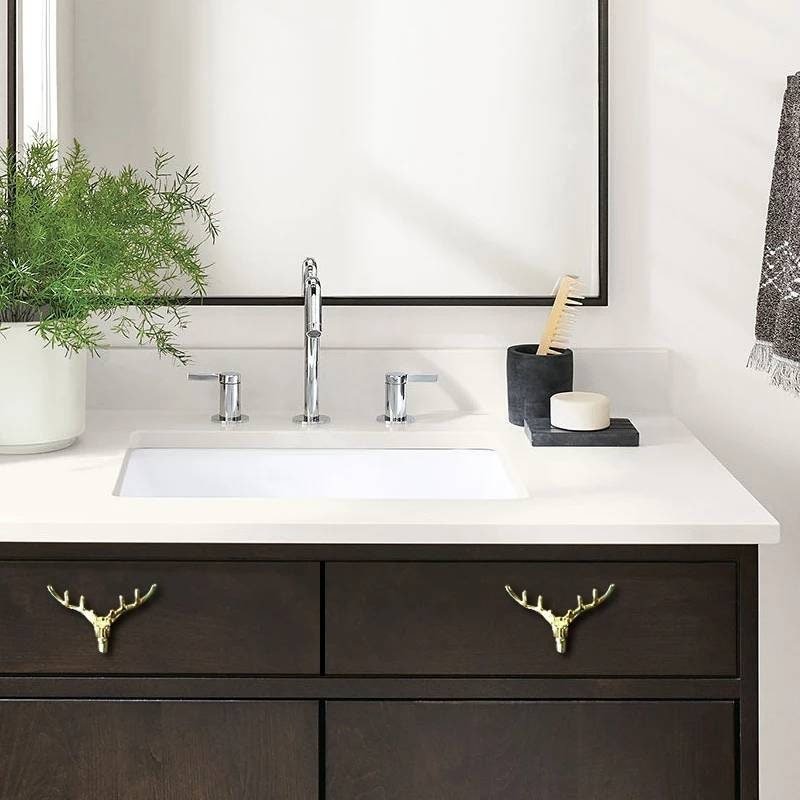 Golden or Bronze Stag with 8 point antlers drawer handle/Deer Head Cabinet Pull/Gold or Bronze Stag head Door Handle/woodland decor/hardware