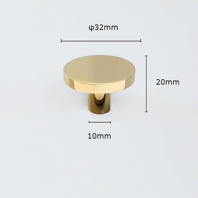 Round shiny gold brass cabinet handle/button shaped shiny gold cabinet pull/classic shiny gold door knob/gold furniture hardware/IKEA hack