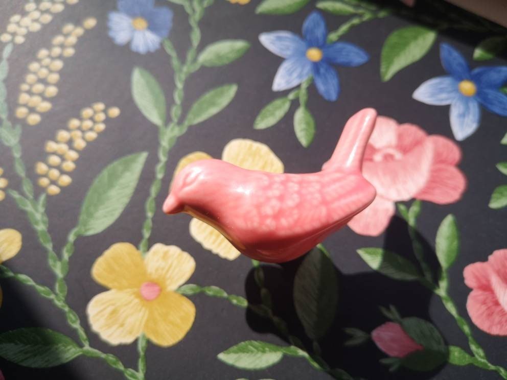 Cute colourful porcelain bird drawer handle/Chick shaped door knob/Colourful cottage style cabinet handle/bird shaped nursery door handles
