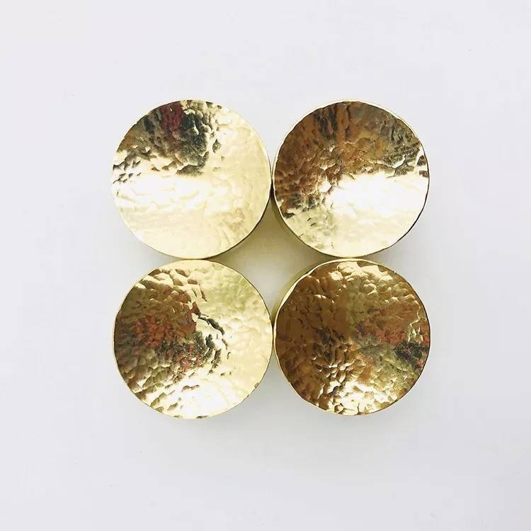 Solid shiny hammered brass round drawer handle/Textured brass cabinet pull/Round inverted gold door knob/Heavy gold brass drawer pull/