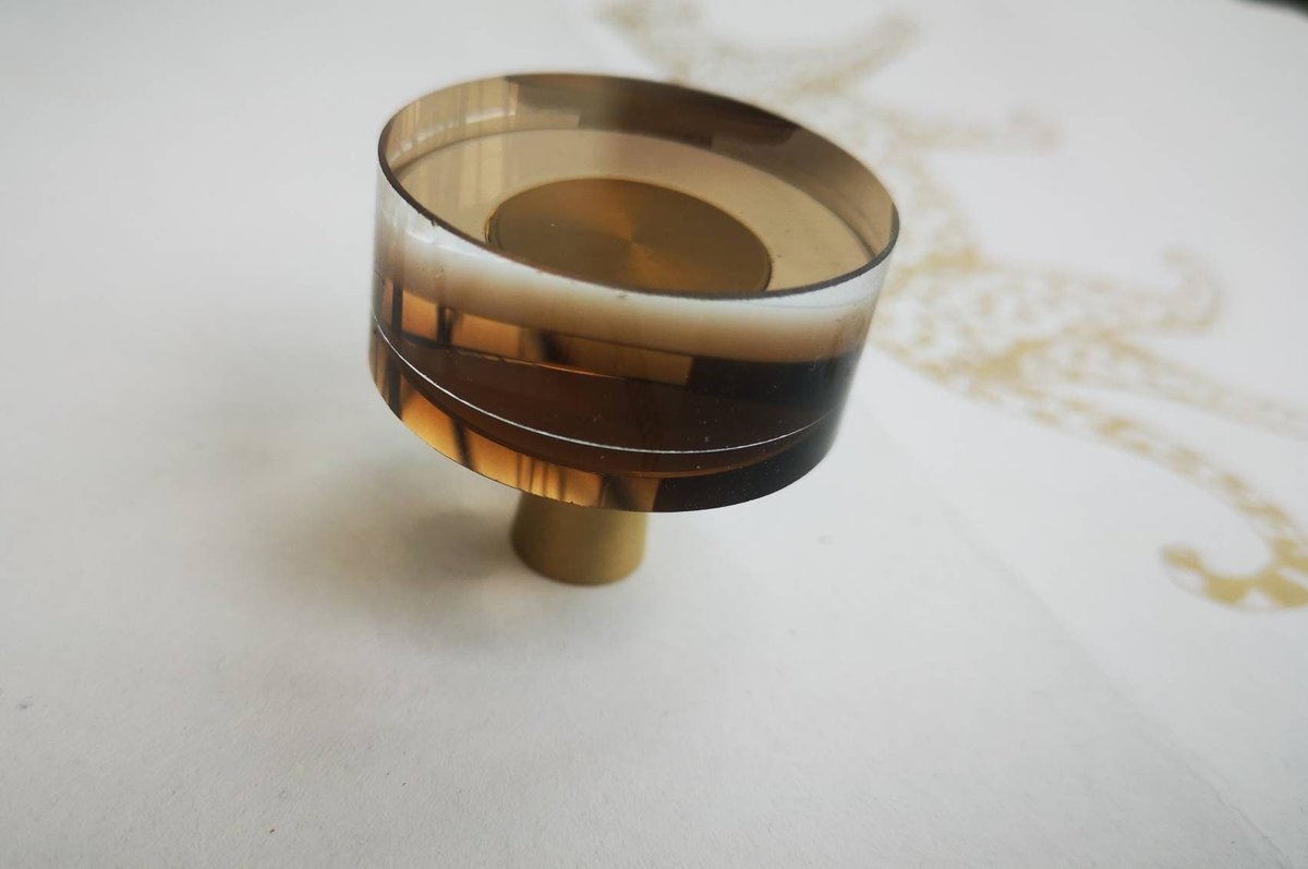 Coffee brown ombre lucite acrylic Cabinet Pull/Gold Door Handle/mid century modern/Cabinet hardware/retro drawer pull/cabinet door handle