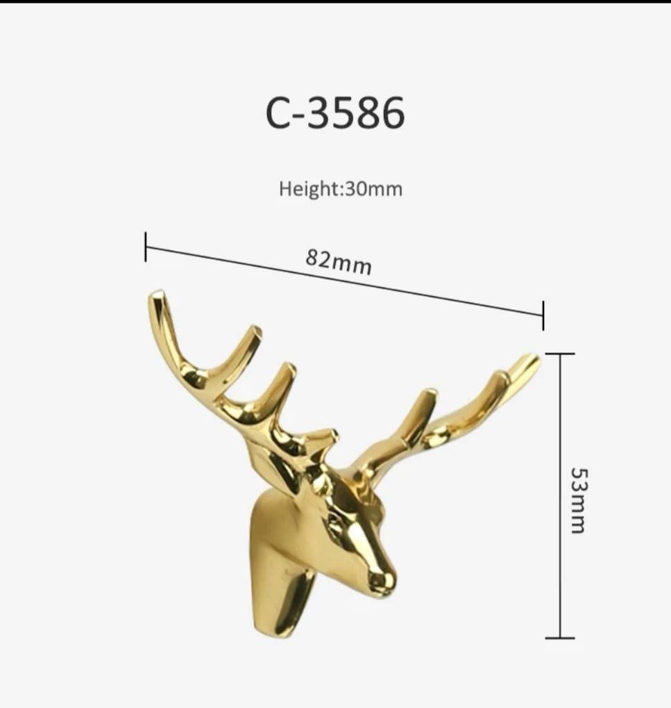 Golden or Bronze Stag with 8 point antlers drawer handle/Deer Head Cabinet Pull/Gold or Bronze Stag head Door Handle/woodland decor/hardware