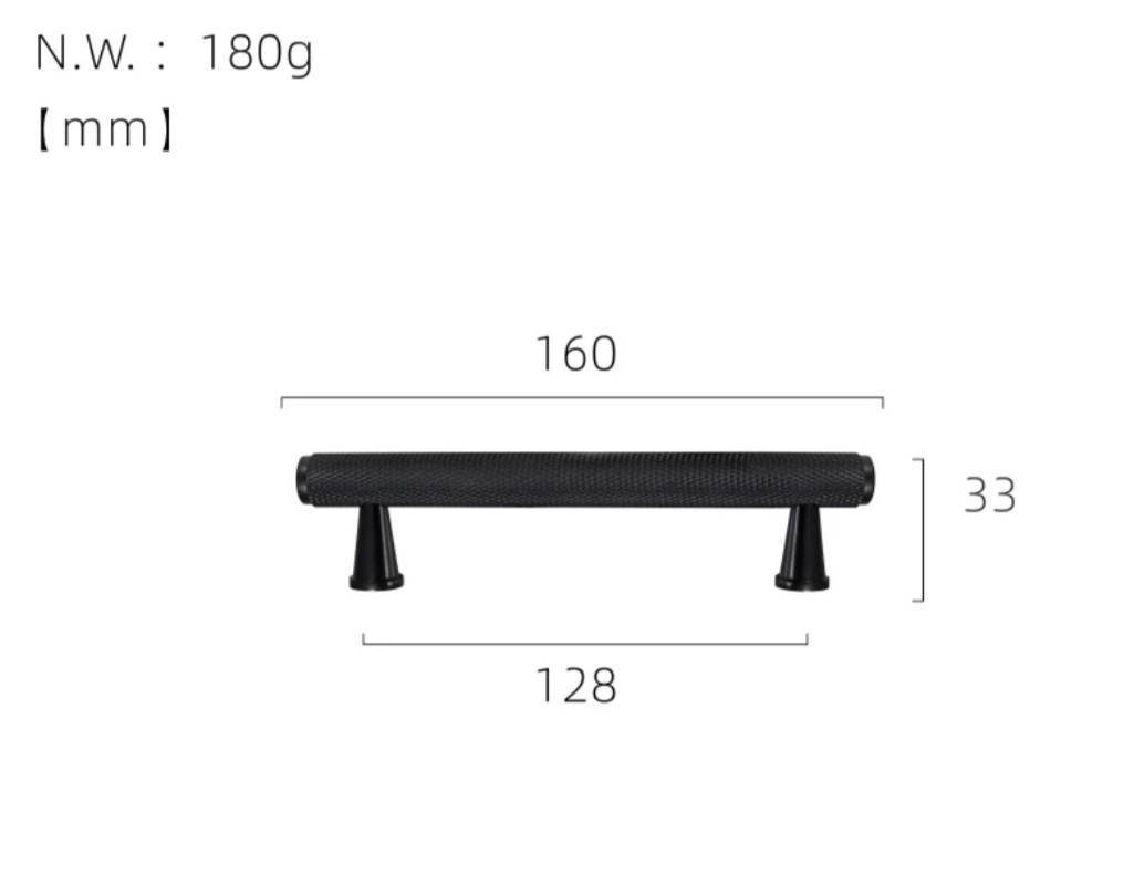 Black knurled texture bar handle/Matte black cabinet handle with grip texture/Black drawer pull for kitchen/Matte black knurled door handle
