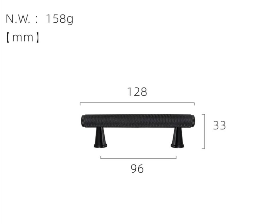 Black knurled texture bar handle/Matte black cabinet handle with grip texture/Black drawer pull for kitchen/Matte black knurled door handle