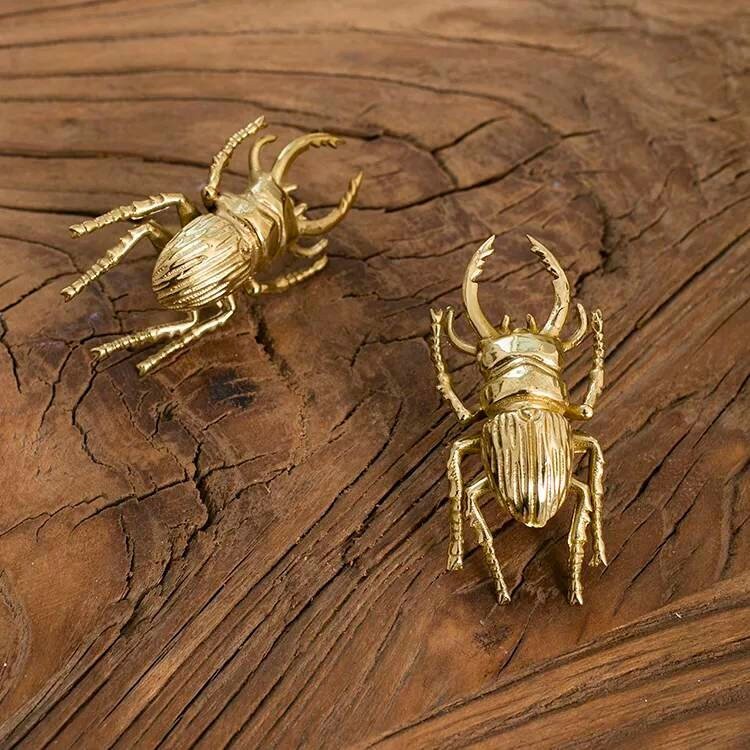Gold Stag Beetle knob/Bug shaped Cabinet drawer pull/insect shaped door Handle/gold drawer pull/unique door handle/drinks cabinet handle