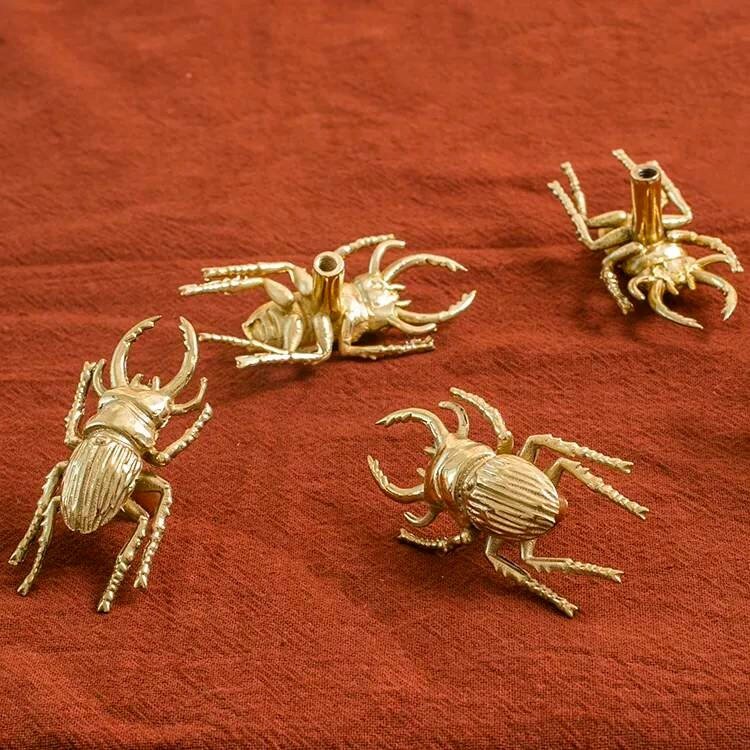 Gold Stag Beetle knob/Bug shaped Cabinet drawer pull/insect shaped door Handle/gold drawer pull/unique door handle/drinks cabinet handle