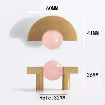 Brass and crystal semi circle shaped handle/pink or white stone ball drawer pull/retro drawer handle/wardrobe door handle/gold cabinet knob